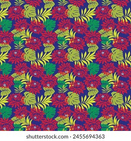 ALLOVER FLOWERS AND TINY LEAVES SEAMLESS PATTERN