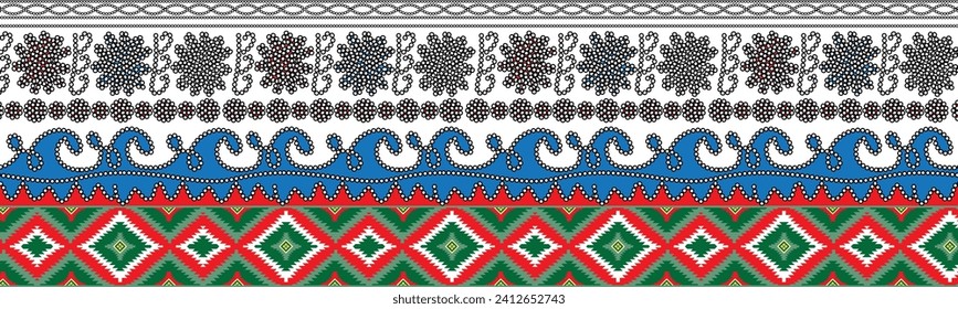 allover geometrical border vector paisley pattern Digital textile saree design and colourfull background and illustration