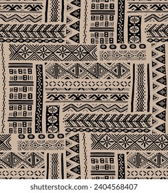 allover geometrical vector bandanna pattern on brown background