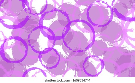 Allover hand drawn circles geometry fabric print. Round shape spot overlapping elements vector seamless pattern. Grunge texture circles geometry fabric print.