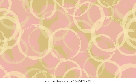 Allover painted circles geometry fabric print. Circular spot overlapping elements vector seamless pattern. Paint texture circles geometry fabric seamless.