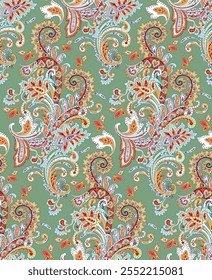 allover paisley padrão com flor de Moghul em verde