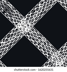  Allover pattern. Ink grunge grid. Hand drawn seamless pattern.  