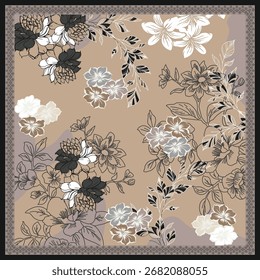 Patrón de Allover Seamless Floral Nuevo Digital
