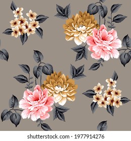 allover red brown vector flower Pattern on brown background