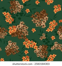 allover red vector flower Pattern on green background