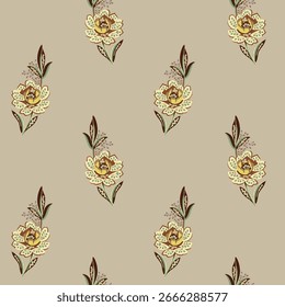 allover seamless ethnic floral pattern design by textile printing