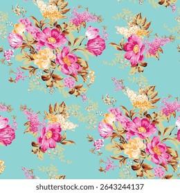 Allover Seamless floral pattern design with blur and stylist 3d effect for wallpaper, carpet, rug, bed sheet, digital print, textile print all type of print on fabric, tile, paper, decoration many use