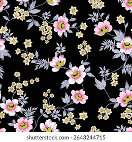 Allover Seamless floral pattern design with blur and stylist 3d effect for wallpaper, carpet, rug, bed sheet, digital print, textile print all type of print on fabric, tile, paper, decoration many use