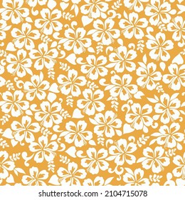 Allover stylized Hibiscus repeat vector pattern. Random layout