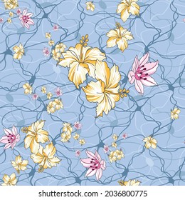 allover TEXTURE small flower Pattern on grey background