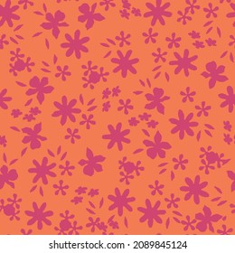 Allover two tone floral seamless vector pattern.