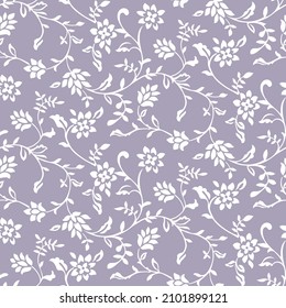 Allover two tone floral seamless vector pattern.