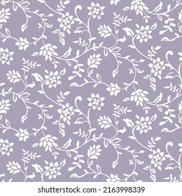 Allover Two Tone Floral Seamless Vector Pattern.
