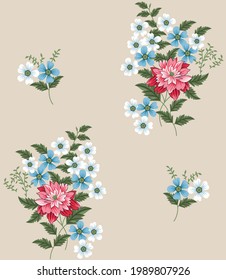 allover vector flower pattern floral pattern on brown background