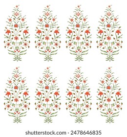 allover vector flower pattern and Moghul on white