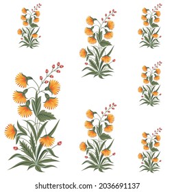 allover vector flower pattern and Mogul on white background