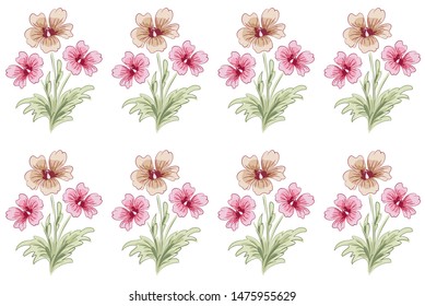 allover vector flower pattern on white