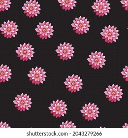 allover vector flower pattern on black background