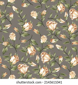 allover vector  flower pattern on brown background