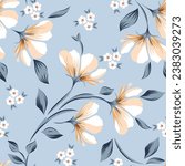 allover vector flowers pattern on blue background