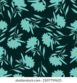 allover vector flowers pattern on brown background