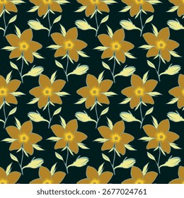 Patrón de flores de Vector sobre fondo marrón