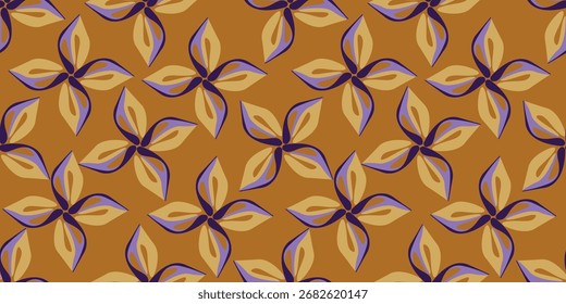 allover vector flowers pattern on brown background
