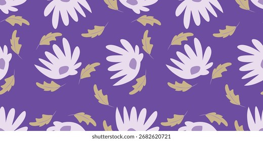 allover vector flowers pattern on brown background
