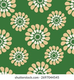 padrão de flores do vetor de allover no fundo marrom
