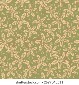 allover vector flowers pattern on brown background
