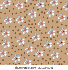 allover vector gris pequeña flor Patrón de fondo marrón