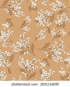 allover vector small flower Pattern on brown background