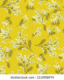 allover vector small flower Pattern on yellow background