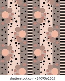 allover vector strips with polka dot pattern on brown background