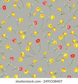 Vector de flores Pequeñas amarillas en verde