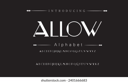 Allow Elegant Font Uppercase Lowercase and Number. Classic Lettering Minimal Fashion Designs. Typography modern serif fonts regular decorative vintage concept. vector illustration