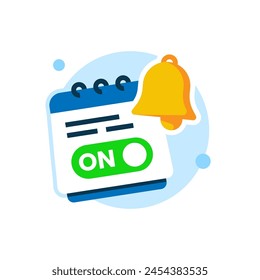 permitir, habilitar, activar mensaje de notificación, ilustración de concepto de recordatorio de fecha diseño plano. elemento gráfico moderno simple para ui de página de destino, infografía, icono