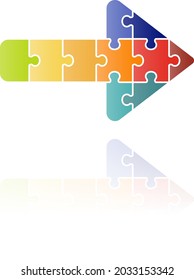 Allow icon by combination of colorful puzzle