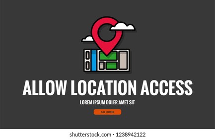 Allow Location Access Page Design with Pin and Map for App or Web