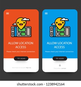 Allow Location Access Page Design with Pin and Map for App or Web
