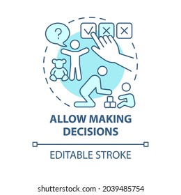 Allow making decisions blue concept icon. Kid making choice abstract idea thin line illustration. Family hierarchy. Childs responsibility. Vector isolated outline color drawing. Editable stroke