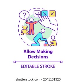 Allow making decisions concept icon. Kid making choice abstract idea thin line illustration. Family hierarchy. Childs responsibility. Vector isolated outline color drawing. Editable stroke