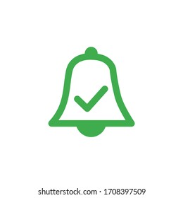 Allow notifications bell icon. An active alarm on your devices with deadline checkmark on bell. Stock Vector illustration isolated on white background.