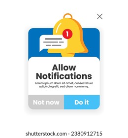 Allow notifications pop up message concept illustration flat design vector. modern graphic element for landing page ui, infographic, icon