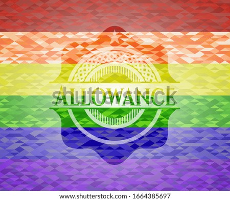 Allowance emblem on mosaic background with the colors of the LGBT flag