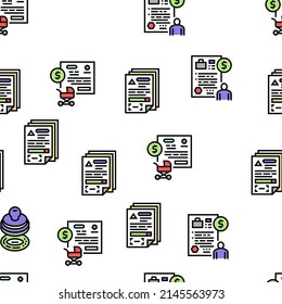 Allowance Finance Help Vector Seamless Pattern Thin Line Illustration