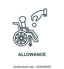 Symbol für Vergütung. Zeilenelement aus der Krisensammlung. Lineare Allowance-Symbol für Webdesign, Infografiken und mehr.