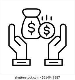 allowance icon in outline style vector illustration