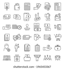 Allowance icons set. Outline set of allowance vector icons for web design isolated on white background